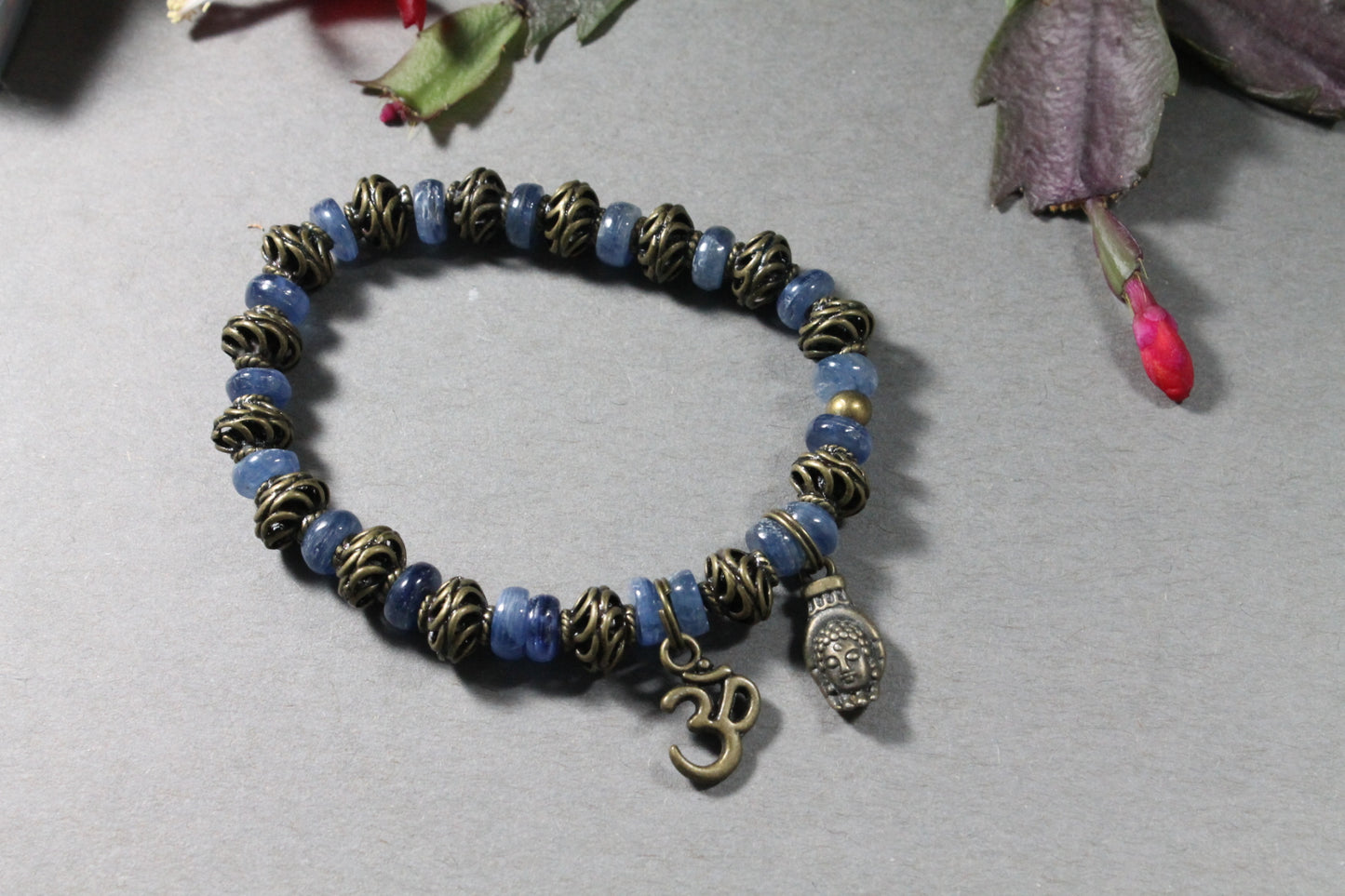 yoga inspired kyanite charm bracelet