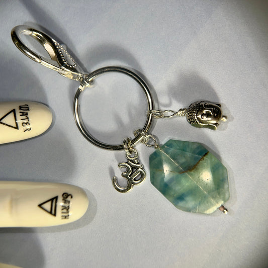 Fluorite Crystal Yoga Inspired Bag Charm