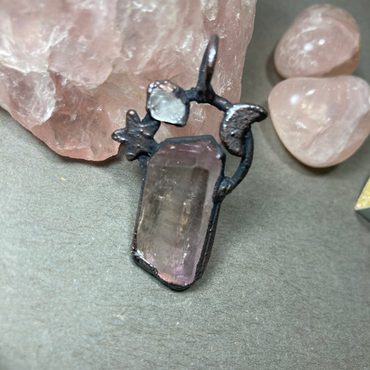 Celestial Kunzite Herkimer Necklace