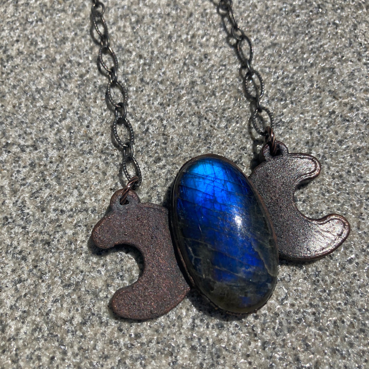 Moon Labradorite Crystal Pendant Necklace