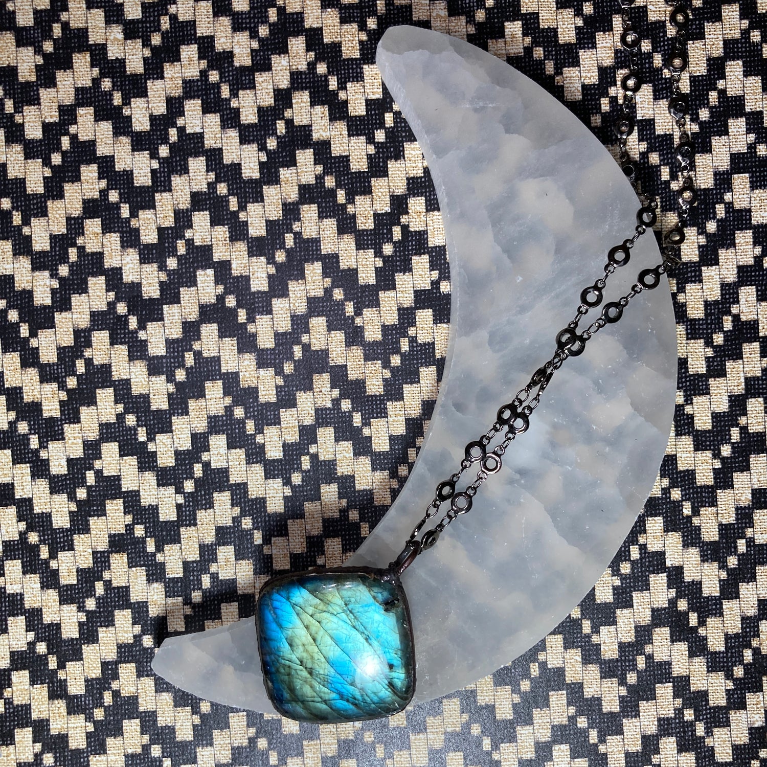 handmade electroformed labradorite crystal necklace