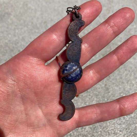 Phases of the Moon Sodalite Crystal Necklace