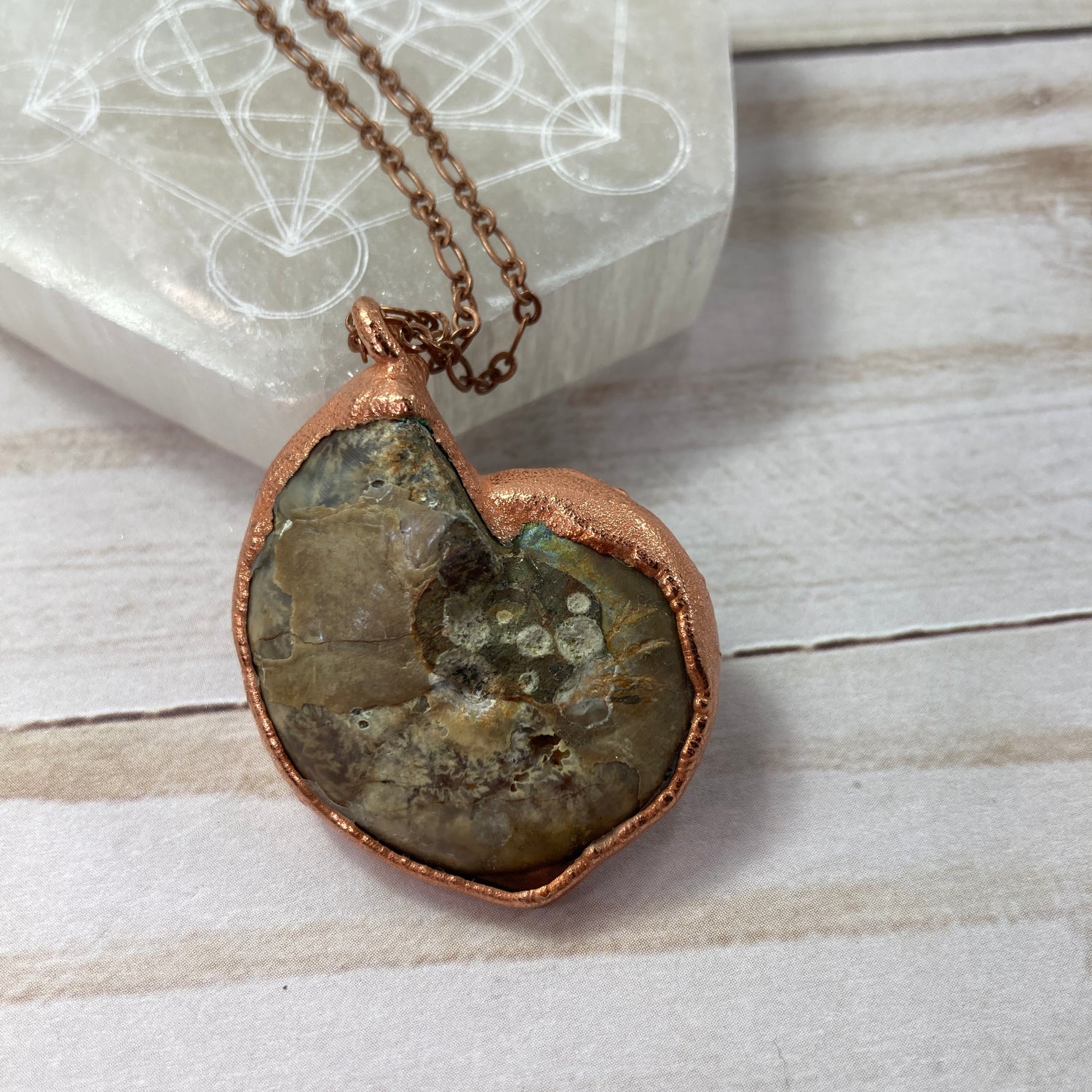 Opal back ammonite Necklace