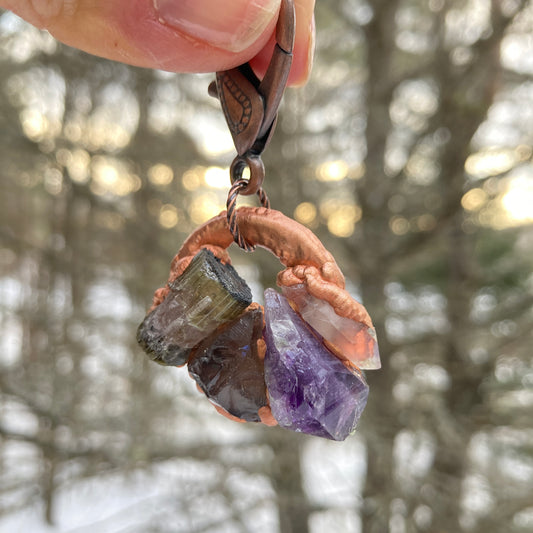 Anxious Dog Crystal Cluster Collar Charm