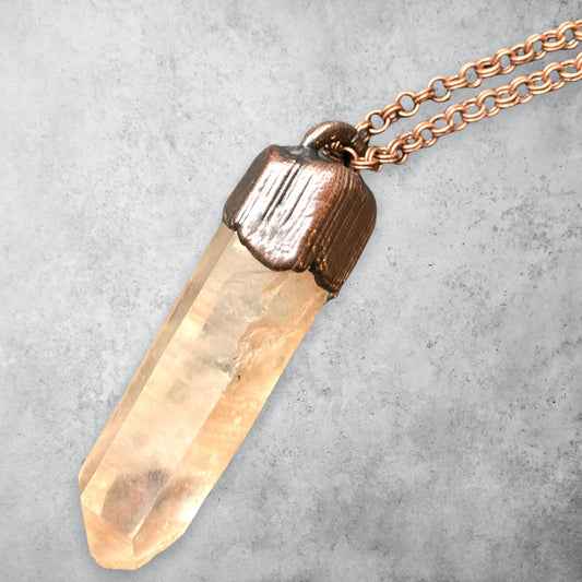 Large Pink Lemurian Seed Quartz Necklace