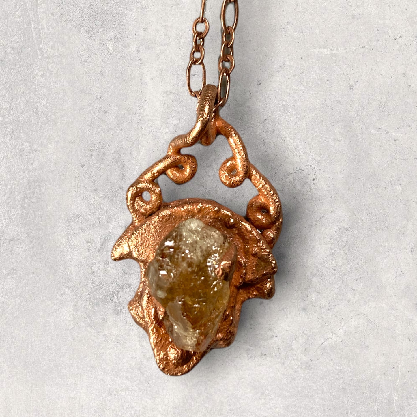 Handmade Copper Citrine Crystal Necklace