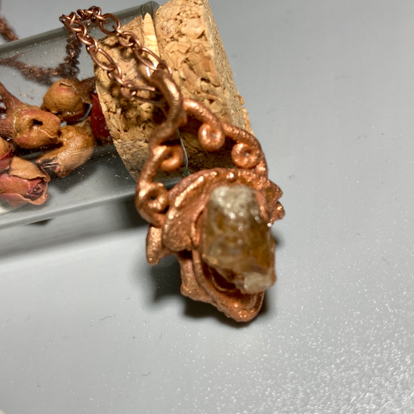 Handmade Copper Citrine Crystal Necklace