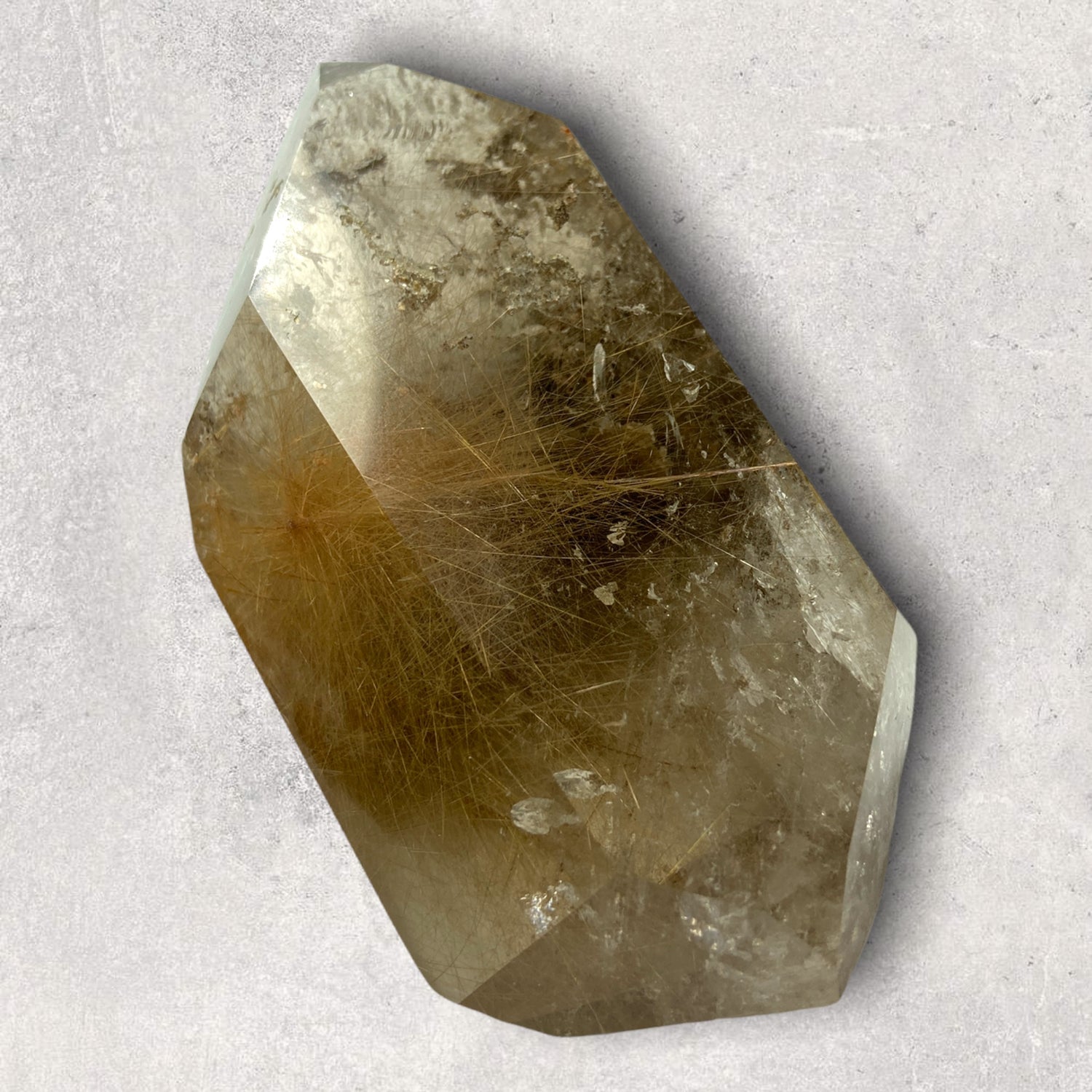 golden rutile quartz point crystal mineral