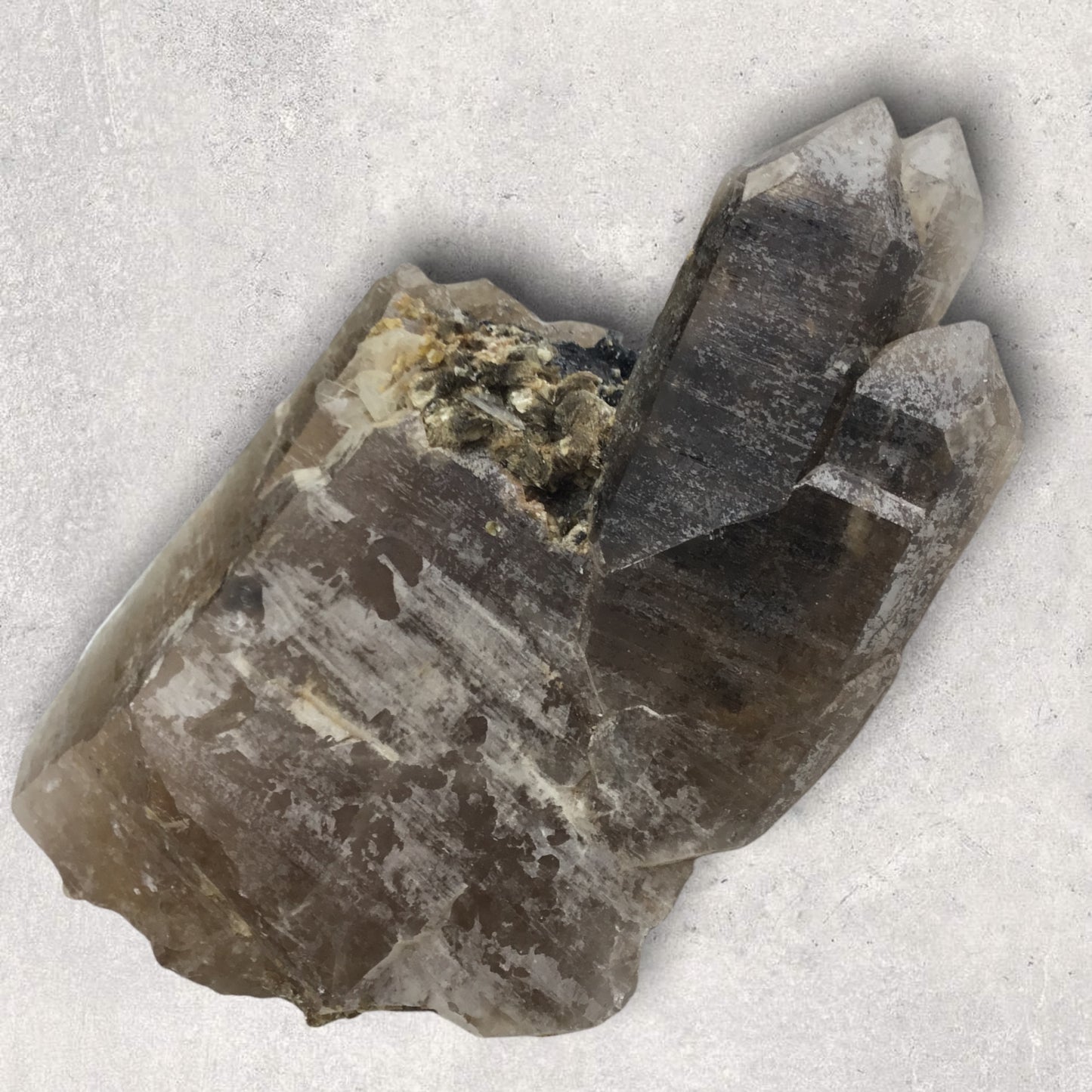 Smoky Citrine crystal specimen  Black Tourmaline