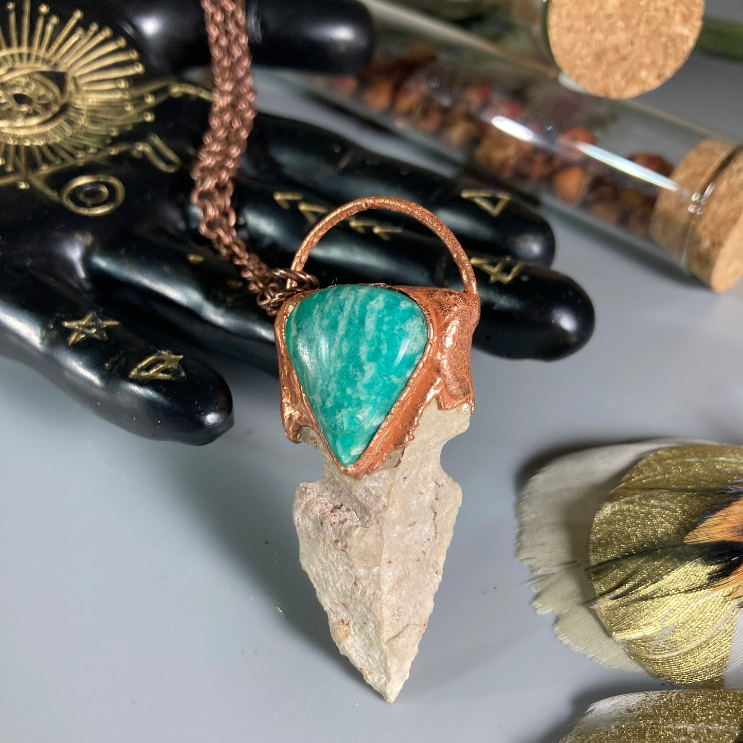 Ancient Relic Necklace ۞ Electrofomed Amazonite Crystal Pendant