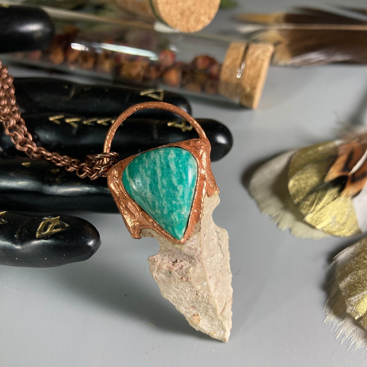 Ancient Relic Necklace ۞ Electrofomed Amazonite Crystal Pendant
