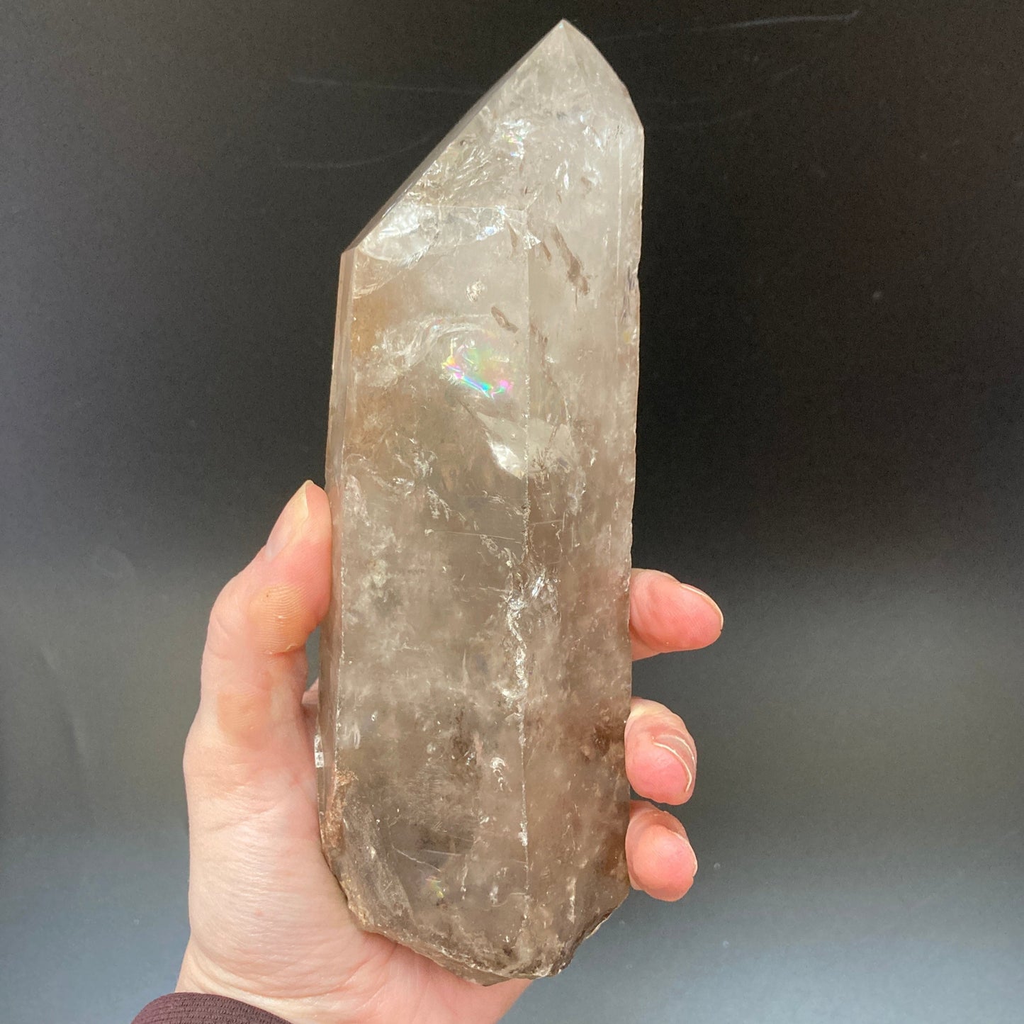 large alter crystal point smoky quartz